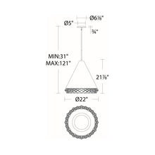 Load image into Gallery viewer, Lacey LED Pendant Light - line drawing.