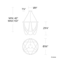 Load image into Gallery viewer, Margarite LED Chandelier - line drawing.