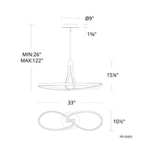 Load image into Gallery viewer, Mobius LED Pendant Light - line drawing.
