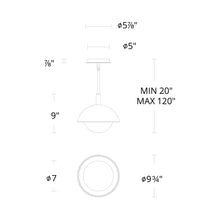 Load image into Gallery viewer, Moonstone LED Pendant Light - line drawing.