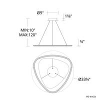 Load image into Gallery viewer, Oyster LED Pendant Light - line drawing.