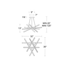 Load image into Gallery viewer, Parallax 731 LED Chandelier - line drawing.
