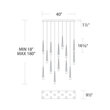 Load image into Gallery viewer, Quill LED Linear Multi Pendant Light - line drawing.