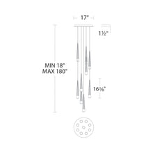 Load image into Gallery viewer, Quill Round LED Multi Pendant Light - line drawing.