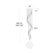Load image into Gallery viewer, Quill Round LED Multi Pendant Light - line drawing.