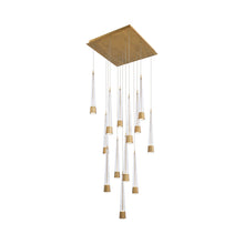Load image into Gallery viewer, Quill Square LED Multi Pendant Light in Aged Brass (13-Light).