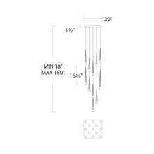 Load image into Gallery viewer, Quill Square LED Multi Pendant Light - line drawing.