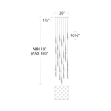 Load image into Gallery viewer, Quill Square LED Multi Pendant Light - line drawing.