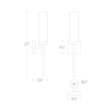 Load image into Gallery viewer, Saltaire LED Wall Light - line drawing.