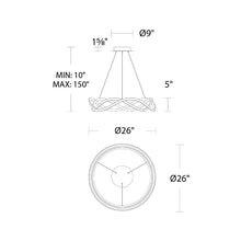 Load image into Gallery viewer, Swerve LED Chandelier - line drawing.