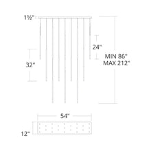 Load image into Gallery viewer, Viggo LED Linear Multi Pendant Light - line drawing.