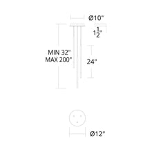 Load image into Gallery viewer, Viggo Round LED Multi Pendant Light - line drawing.