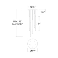 Load image into Gallery viewer, Viggo Round LED Multi Pendant Light - line drawing.