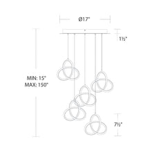 Load image into Gallery viewer, Vornado LED Multi Pendant Light - line drawing.