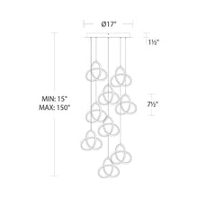 Load image into Gallery viewer, Vornado LED Multi Pendant Light - line drawing.