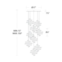 Load image into Gallery viewer, Whirl LED Multi Pendant Light - line drawing.