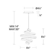 Load image into Gallery viewer, Whirl LED Pendant Light - line drawing.