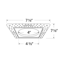 Load image into Gallery viewer, 3" Square Flush Mount Trim Adaptor - line drawing.