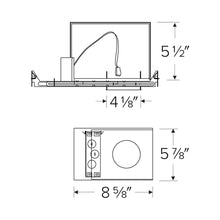 Load image into Gallery viewer, 4" Max. Adjustability New Construction IC Airtight Housing - line drawing.
