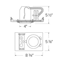 Load image into Gallery viewer, 4" New Construction IC Airtight Housing - line drawing.
