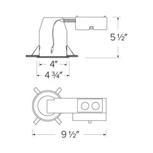 Load image into Gallery viewer, 4" Remodel Dedicated LED IC Airtight Housing - line drawing.