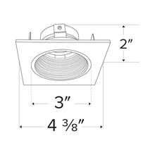 Load image into Gallery viewer, Pex™ 3" Square Adjustable Baffle - line drawing.