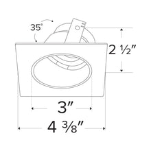 Load image into Gallery viewer, Pex™ 3" Square Adjustable Reflector Wall Wash - line drawing.