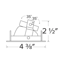 Load image into Gallery viewer, Pex™ 3" Square Adjustable Reflector Wall Wash - line drawing.