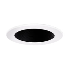 Load image into Gallery viewer, Pex™ 4" Round Adjustable Phenolic Baffle in Black with White Trim.