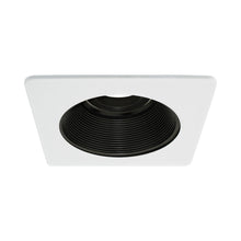 Load image into Gallery viewer, Pex™ 4" Square Adjustable Phenolic Baffle in Black with White Trim.