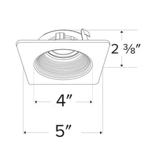 Load image into Gallery viewer, Pex™ 4" Square Adjustable Phenolic Baffle - line drawing.