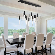 Load image into Gallery viewer, Benicio LED Rectangle Chandelier in dining room.