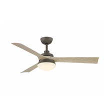 Load image into Gallery viewer, Barlow Indoor / Outdoor LED Ceiling Fan in Antique Graphite / Light Oak.