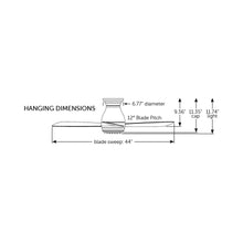 Load image into Gallery viewer, Hugh Outdoor LED Ceiling Fan - line drawing.