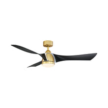Load image into Gallery viewer, Klear Indoor / Outdoor LED Ceiling Fan in Brushed Satin Brass / Black.