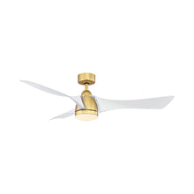 Load image into Gallery viewer, Klear Indoor / Outdoor LED Ceiling Fan in Brushed Satin Brass / Matte White.