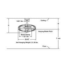 Load image into Gallery viewer, Obvi Indoor LED Ceiling Fan - line drawing.
