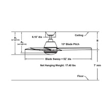 Load image into Gallery viewer, Pyramid Outdoor LED Ceiling Fan - line drawing.