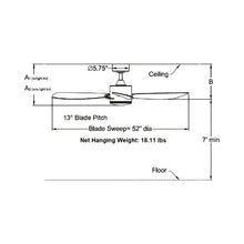 Load image into Gallery viewer, SculptAire Outdoor LED Ceiling Fan - line drawing.