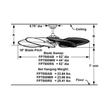 Load image into Gallery viewer, Windpointe Indoor Ceiling Fan - line drawing.