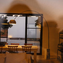 Load image into Gallery viewer, Arco Floor Lamp in dining room.