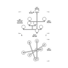Load image into Gallery viewer, Gambit Multi Light Chandelier - line drawing.