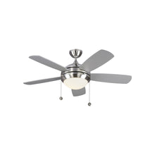 Load image into Gallery viewer, Discus Classic LED Ceiling Fan in Brushed Steel/Silver/American Walnut (44-Inch).