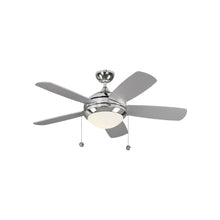 Load image into Gallery viewer, Discus Classic LED Ceiling Fan in Polished Nickel/Silver/American Walnut (44-Inch).