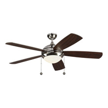 Load image into Gallery viewer, Discus Classic LED Ceiling Fan in Polished Nickel/Silver/American Walnut (52-Inch).