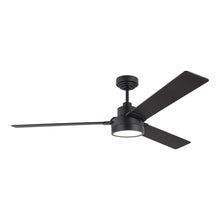 Load image into Gallery viewer, Jovie Outdoor LED Ceiling Fan in Midnight Black/Midnight Black/American Walnut (58-Inch).