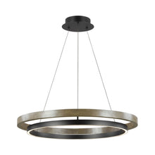 Load image into Gallery viewer, Grace LED Chandelier in Matte Black/Weather Oak Wood (36-Inch).