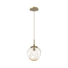 Load image into Gallery viewer, Aster LED Pendant Light in Gilded Brass/Amber/Floret Crystal.