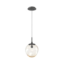 Load image into Gallery viewer, Aster LED Pendant Light in Graphite/Amber/Floret Crystal.