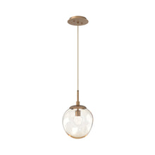 Load image into Gallery viewer, Aster LED Pendant Light in Novel Brass/Amber/Floret Crystal.